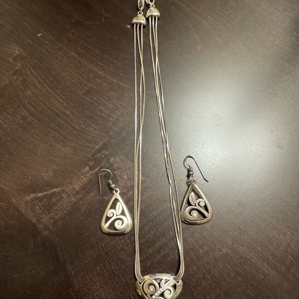 Brighton Silver-Tone Leaf Swirl Necklace & Earring Set - Silver - Picture 2 of 6